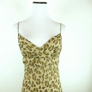 J CREW SILK LEOPARD PRINT CAMISOLE TOP tan spaghetti straps 0